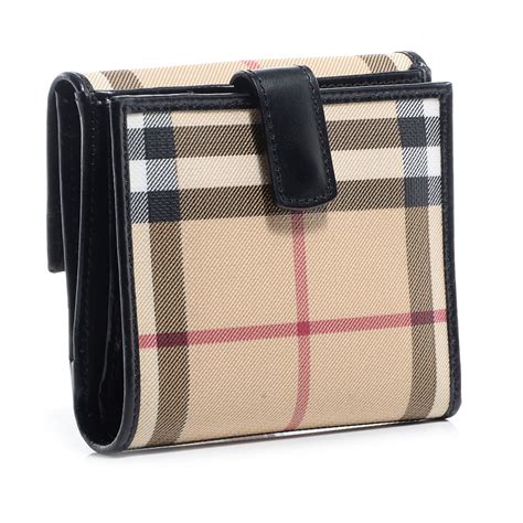 BURBERRY Nova Check Compact Wallet Black 76654